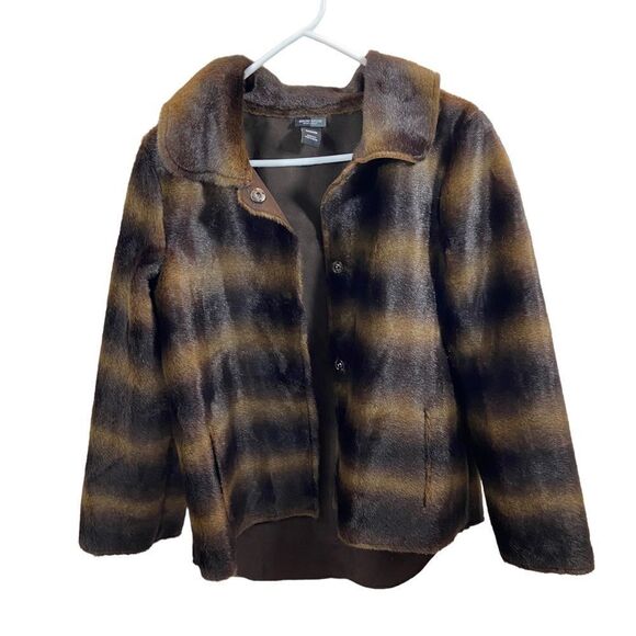 Bisou Bisou brand Faux Fur and Faux Suede Lightweight Jacket Size Medium - Picture 7 of 13